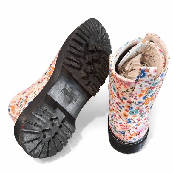 Unionbay Kiwi Floral Combat Boots Platform Lace Up Ankle Boots Chunky 9.5/10 - Picture 3 of 4